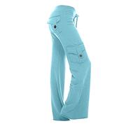 AMhomely Womens Straight Leg Pants with Pockets Full Size Cargo Trousers Elastic Waist Long Flared Pants Gym Running Yoga Tracksuit Activewear UK Size 6-20