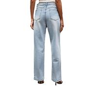 AMhomely Women's Straight Leg Pull On Trousers Ladies Pants Slacks Full Length Jeans Sale Clearance Ladies Petal Pocket Temperament Loose High Waist Washed Denim Wide-Leg Jeans Trousers 4360