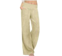 AMhomely Women's Straight Leg Pull On Trousers Ladies Pants Slacks Full Length Pants Women Casual High Waist Elasticity Wide Leg Palazzo Trousers