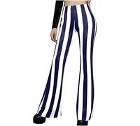 AMhomely Women's Summer Striped Printed High Waist Bell Bottom Trousers - Flare Pants