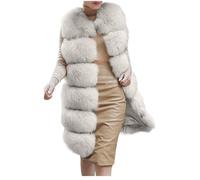 AMhomely Womens Thicken Warm Winter Coat Luxury Elegant Parka Faux Fur Trimmed Open Front Long Cardigan Jacket Outwear Lady's Wedding Party Coats for Winter Long Faux Fur Gilet Vest Outwear White XXL