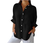 AMhomely Women's Tops and Blouses Womens Crepe Smart Tops Summer Short Sleeve Tunic Tops Office Work Elegant Casual Tees Shirts Button Down T Shirts Loose Longline Tops Going Out Black 4XL