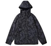 AMhomely Womens Waterproof Jackets Breathable Lightweight Plus Size Waterproof Womens Raincoat Sportswear Running Jacket Rainproof Windproof Casual Coats Camouflage Print Raincoat Black 4XL