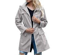 AMhomely Womens Waterproof Jackets Lightweight Hooded Rain Jacket Plus Size Trench Coats For Women Windbreaker Outdoor Cycling Running Zipper Jacket with Hood Raincoat Hiking Climbing