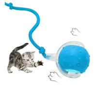 AMHSURET Electric Interactive Cat Toy Ball - Automatic Rolling Silicone Cat Toys for Indoor Cats, Durable Chew-Proof Motorized Kitty Ball with LED Light, Fun Exercise Toys for Bored Kittens(Blue)
