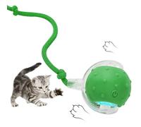 AMHSURET Electric Interactive Cat Toy Ball - Automatic Rolling Silicone Cat Toys for Indoor Cats, Durable Chew-Proof Motorized Kitty Ball with LED Light, Fun Exercise Toys for Bored Kittens（Green）