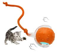 AMHSURET Electric Interactive Cat Toy Ball - Automatic Rolling Silicone Cat Toys for Indoor Cats, Durable Chew-Proof Motorized Kitty Ball with LED Light, Fun Exercise Toys for Bored Kittens(Orange)
