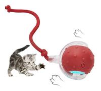 AMHSURET Electric Interactive Cat Toy Ball - Automatic Rolling Silicone Cat Toys for Indoor Cats, Durable Chew-Proof Motorized Kitty Ball with LED Light, Fun Exercise Toys for Bored Kittens(red)