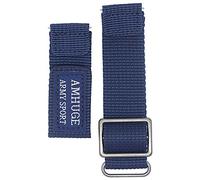 AMHUGE Hook&Loop Military Style Nylon Watch Strap Length Adjustable-Choice of Color & Width (18mm, 20mm, 22mm, 24mm)-Waterproof Sport Watch Band for Men or Women, Blue(steel buckle), Military,Sport