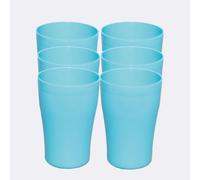 AMI 6 Pieces of Hard Plastic Cups - Hard Plastic Drinking Glasses - Drinkware Set for Serving Party, Wedding, Camping, Beach and Picnic - Dishwasher Friendly (300 ml) (Turquoise)