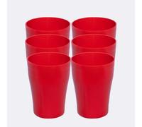 AMI 6 Pieces of Hard Plastic Cups - Hard Plastic Drinking Glasses - Drinkware Set for Serving Party, Wedding, Camping, Beach and Picnic - Dishwasher Friendly (300 ml) (Red)