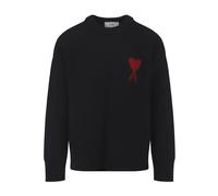 AMI Paris Men's Felted Merino Wool Knit ADC Crew Neck Jumper Noir/Rouge
