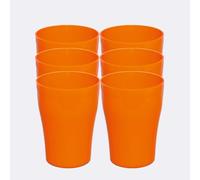 AMI ECO 6 Pack Hard 300ml Plastic Cups Reusable | Stackable Plastic Tumblers for Parties | Orange Toddler Cup for Everyday Use | Unbreakable Kids Cups for Outdoor Picnics & BBQ (300 ml) (Orange)