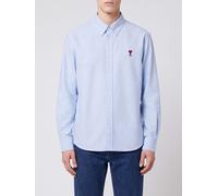 AMI PARIS Button-Down Cotton Shirt with Contrasting Embroidered Logo - Size: XL - male