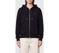 AMI PARIS Cotton Zip-Up Hoodie with Embroidered Logo and Kangaroo Pocket - Size: XL - female