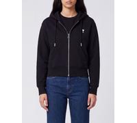 AMI PARIS Hooded Zip-Up Cotton Sweatshirt with Embroidered Logo - Size: L - female