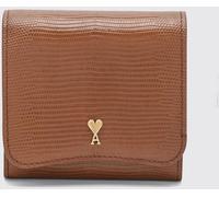 AMI PARIS Lizard-Effect Leather Bifold Wallet with Metallic Logo - Size: OS - female