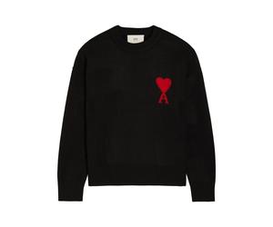 Ami Paris Logo-intarsia Wool Jumper - Black - L