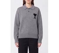 AMI PARIS Long-Sleeved Knit Cotton Polo with Ami de Coeur Monogram Logo - Size: S - female