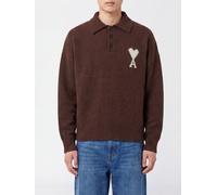 AMI PARIS Long-Sleeved Knit Polo with Ami de Caur Jacquard Logo - Size: L - male