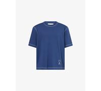 Ami Paris Mens Ami Paris Top-Stitched Ami De Coeur Cotton-Jersey T-Shirt Encre L
