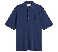 AMI Paris Men's Boxy Fit Polo With Ami De Coeur Knitted Patch Encre