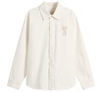 AMI Paris Men's Denim Overshirt With Knitted Ami De Coeur Blanc Creme