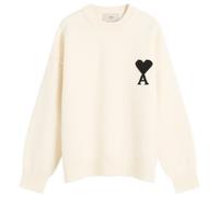 AMI Paris Men's Felted Merino Wool Knit ADC Crew Neck Jumper Ecru/Noir