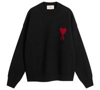 AMI Paris Men's Felted Merino Wool Knit ADC Crew Neck Jumper Noir/Rouge