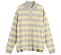 AMI Paris Men's Mercerised Jersey ADC Stripe Polo Gris Chine/Jaune/Blanc Medium