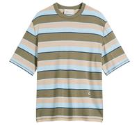AMI Paris Men's Short Sleeve Oversized Striped T-Shirt Bleucach/Kaki/Taupe