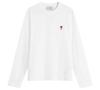 AMI Paris Men's Small Red ADC Classic Long Sleeve T-Shirt White