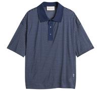 AMI Paris Men's Striped Boxy Fit Polo With Ami De Coeur Patch Encre/Blanc