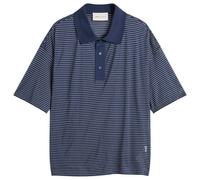 AMI Paris Men's Striped Boxy Fit Polo With Ami De Coeur Patch Encre/Blanc XL