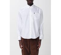 AMI PARIS Relaxed Fit Cotton Shirt with Button-Down Collar and Embroidered Logo - Size: 40 - male