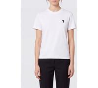 AMI PARIS Slim Fit Cotton T-Shirt with Contrast Ami de Coeur Logo - Size: L - female