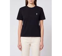 AMI PARIS Slim Fit Cotton T-Shirt with Contrast Ami de Coeur Logo - Size: XS - female