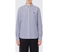 AMI PARIS Striped Cotton Shirt with Button-Down Collar and Embroidered Logo - Size: XS - female