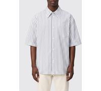 AMI PARIS Striped Short-Sleeve Cotton Shirt with a Pointed Collar - Size: M - male