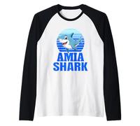 Amia Shark Family Reunion Squad First Last Name Raglan Baseball Tee