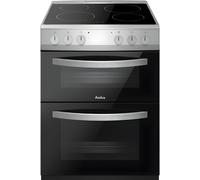 Amica AFC602SS 60cm Ceramic Electric Cooker with Double Oven, Stainless Steel, A Rated