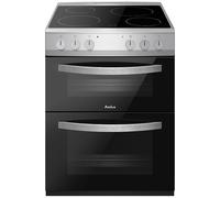 Amica AFC602SS 60cm Ceramic Electric Cooker with Double Oven, A Rated, 2 Year Warranty - Silver