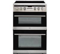 Amica AFC6550SS 60cm Double Oven Electric Cooker with Ceramic Hob - Stainless Steel - A/A Rated, Stainless Steel
