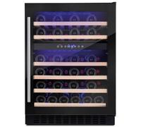 Amica AWC600BL 60 cm fs wine cooler, 45 bot cap, dual temp, black glass door, blue LED
