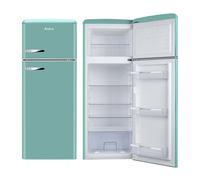 Amica FDR2213DB Retro Style Top Mount Fridge Freezer - Blue| 55cm Wide | 144cm High | E Energy Rated | Chrome Handles