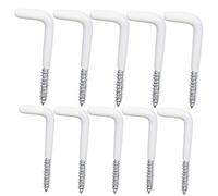 AmiCera 10Pcs L Screw Hooks, Screw in Hooks for Wood-18kg Loaded, M5x67mm White Plastic Coated Self-Tapping Wall Hooks for Hanging Towel, for Home Storage, Bathroom, Kitchen, Garden (Wood/Concrete)