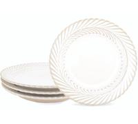 AmiCera 4 Pack Plate Set, 6 Inch Side Plates Small Dinner Plate, 16cm Mimosa Shaped White Dinner Set for Small Meals, Kids Ceramic Plates for Desserts, Dishwasher & Microwave Safe