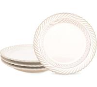 AmiCera 4 Pack Plate Set, 8.5 Inch Side Plates Small Dinner Plate, 22cm Mimosa Shaped White Dinner Set for Small Meals, Kids Ceramic Plates for Desserts, Dishwasher & Microwave Safe