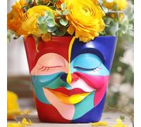AmiCera Abstract Face Plant Pots, Funny Flower Planter Pot for Indoor Plants, Unique Cute Head Planters with Drainage, Eclectic Aesthetic Colourful Succulent Planter, Funky Garden Gift Home Decoration