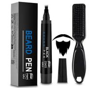 AmiCera Beard Pen Beard Pencil Filler for Men, Beard Thickener Enhancer Linner Lineup Tool, Beardpencil with Fork Tip & Beard Brush, Natural Shaping Styling Defining,Waterproof Lasting Makeup, Black